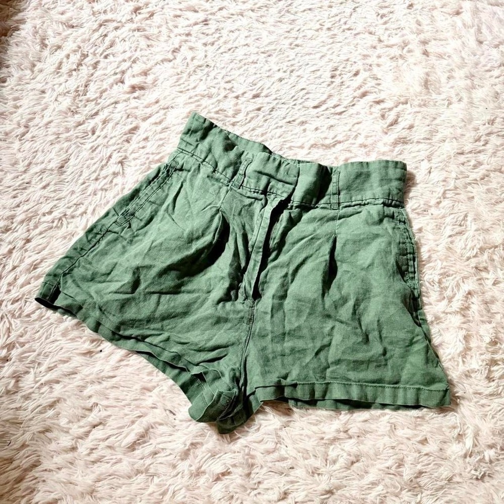 100% Linen Earthy Granola Hippie Boho Minimalist Shorts Womens 8 Resort Tropical